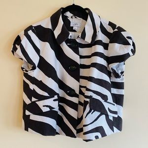 Loft Cap Sleeve Swing Blazer - XL - Black & White